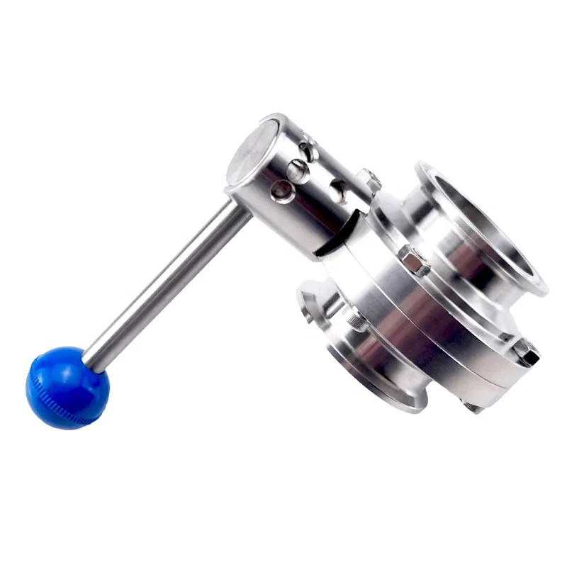 Aohoy 304 316 Stainless steel food grade tc ferrule end type manual tri clover clamp sanitary butterfly valve