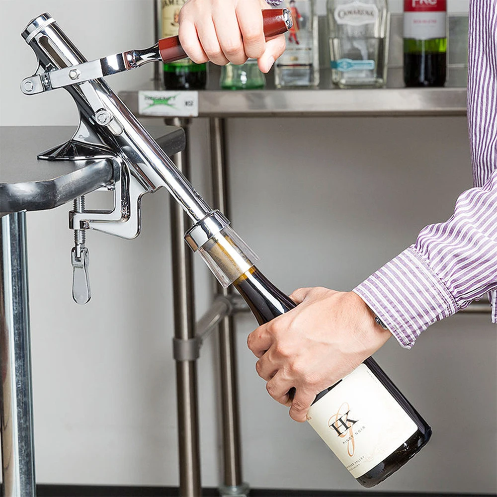 Wholesale Aluminum Alloy Manual Red Wine Corkscrew Bar Table Mounted Wine Openers Corkscrew Bar Table Mounted