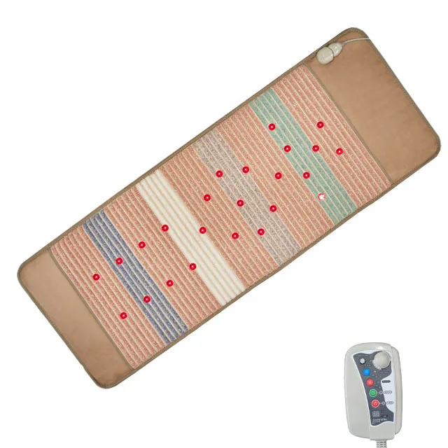 Far infrared photon treatment mattress crystal tourmaline jade negative ion pemf heating mat wholesale