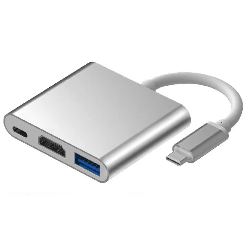 High performance aluminum type c  usb 3.1 to USB3.0/ hd /type c 3in 1 adapter for sale