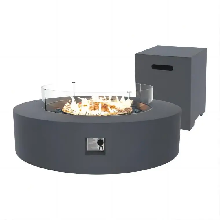 Outdoor Gas Fire Place 45 Inch Gas Fire Pit Bowl Round Heaters Garden Dining Side Table for Living Room Patio Furniture