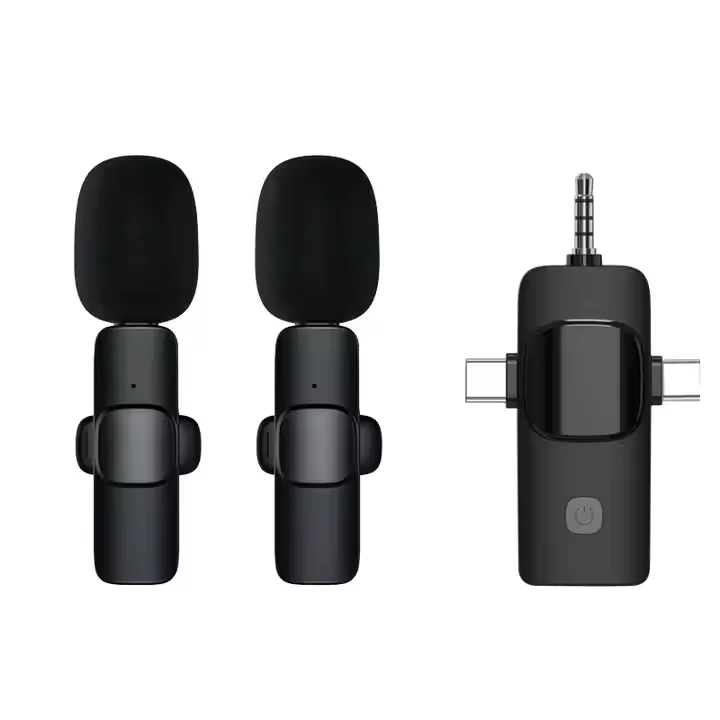Portable K15 plug-play wireless Noise Reduction lavalier microphone 3.5mm jack Mini Vlog Speaker for Smart Phones