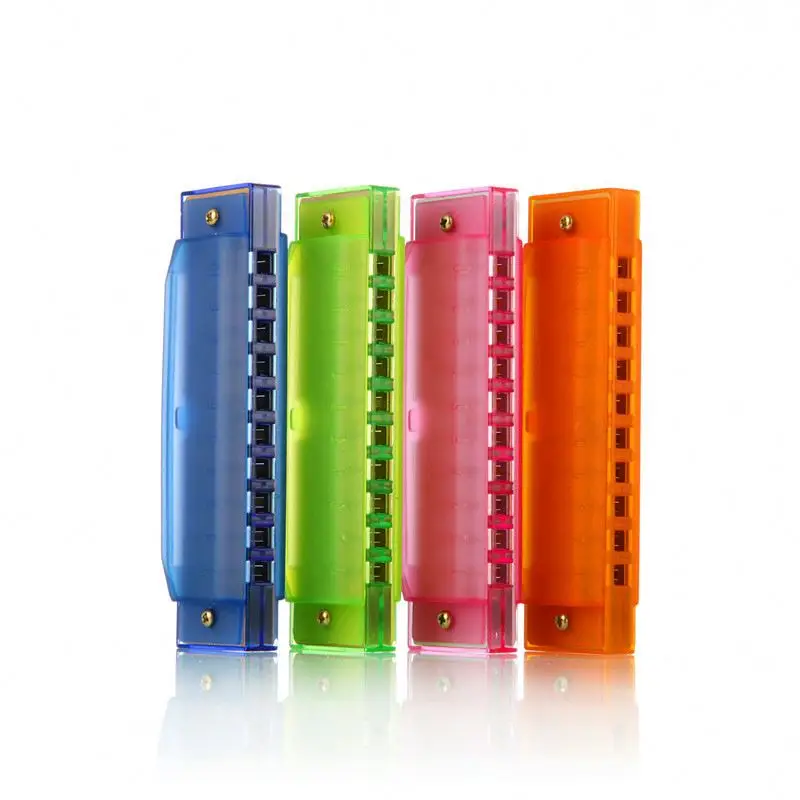 Оптовая продажа с китайской фабрики, пластиковая гармоника с 10 отверстиями, пятицветная настраиваемая игрушка с логотипом для детского музыкального инструмента