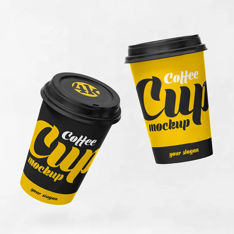 Disposable paper carton juice cups 4oz 6oz 7oz 8oz 12oz 12 oz white brown hot cold drinks coffee paper cup with lids
