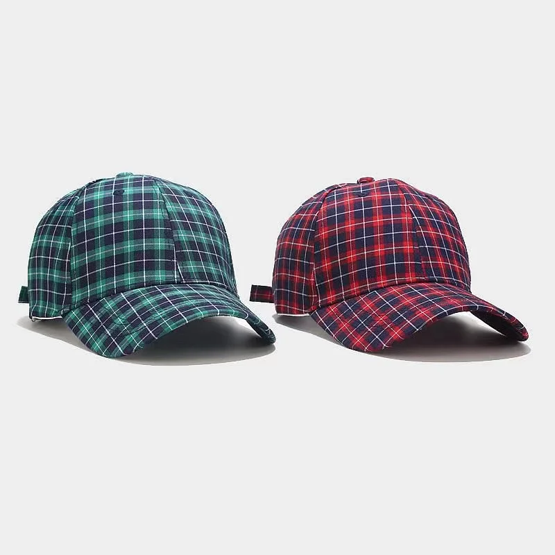 Korean style fashion plaid baseball cap, simple casual peaked cap wholesale,gorras