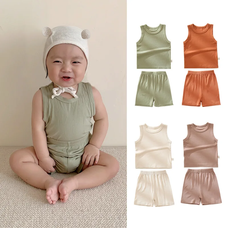 Custom Summer Kids Bamboo Viscose Baby Pajamas Boys Short Sleeve Two Pieces Organic Bamboo Clothing Pjs Set Bamboo Baby Clothes