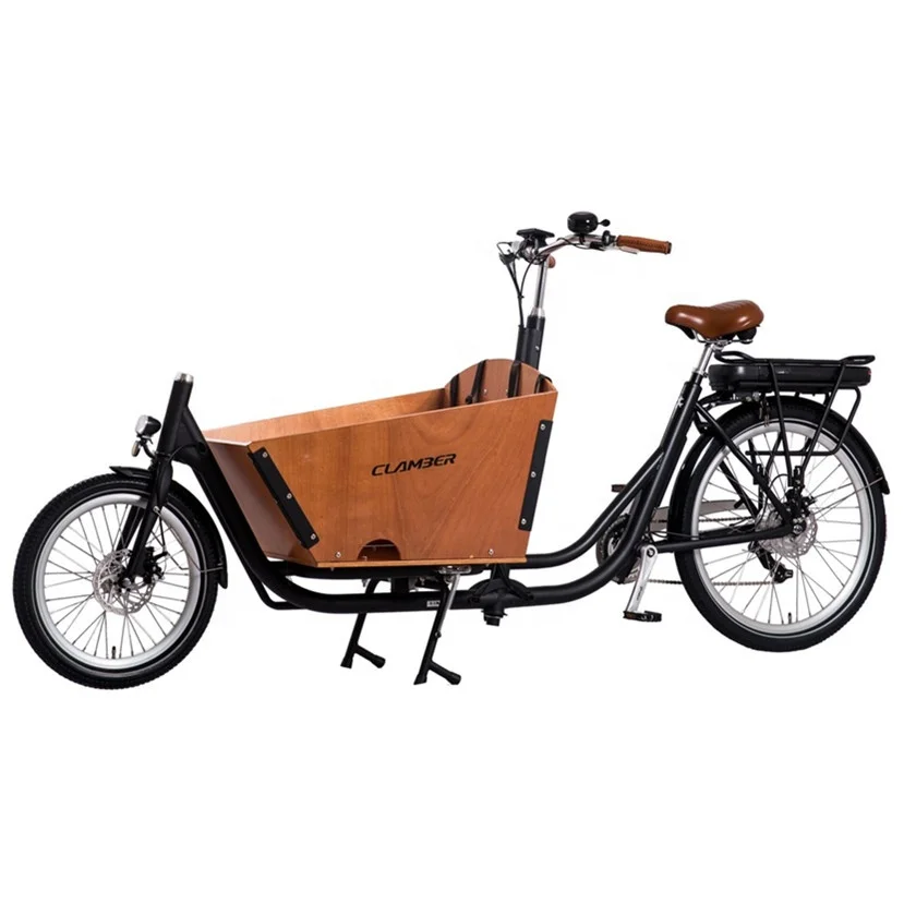 E-cargo bakfites front wooden box 2 kids seat loading weight 150kgs for children and cargo