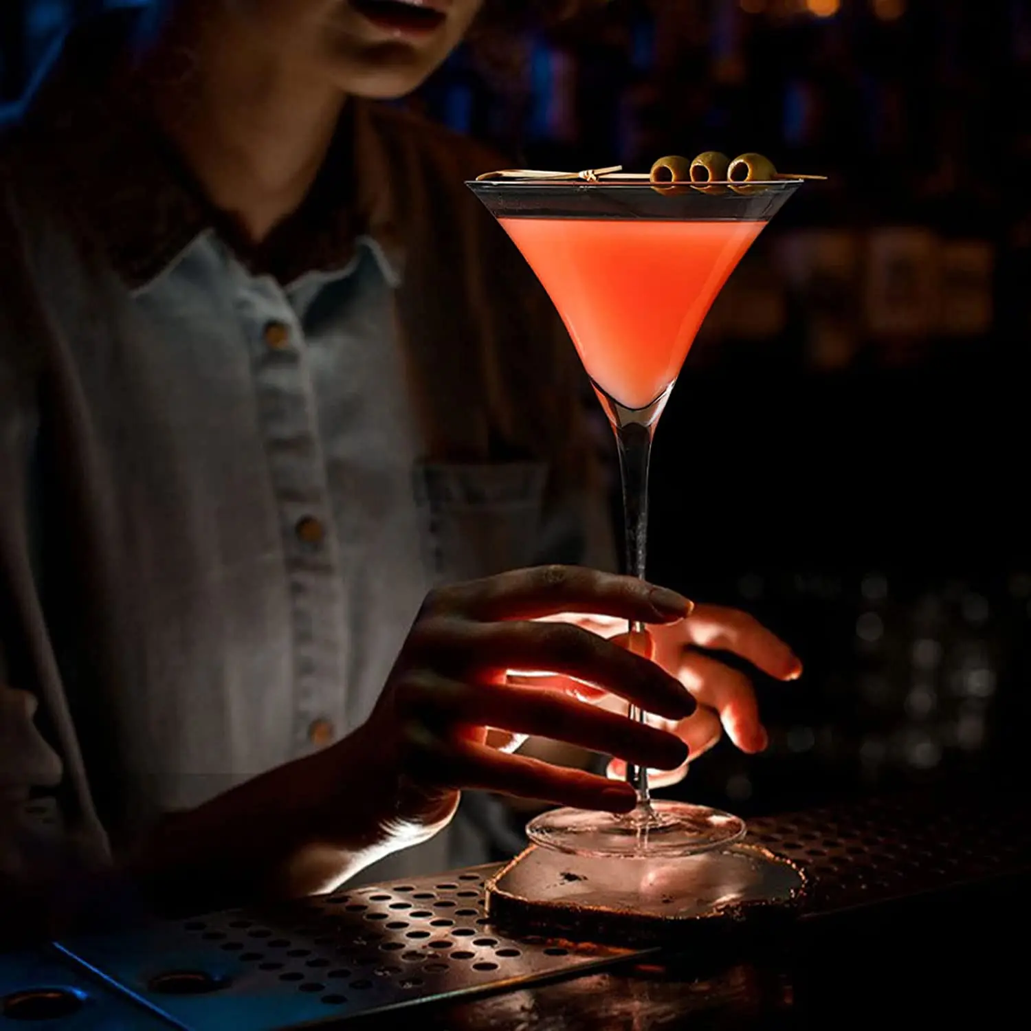 Bar Accessories 8.5oz Crystal Tall Coupe Cocktail Glass with Stem for Martini Manhattan Margarita & Cocktails