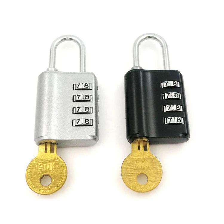 Travel safety code locks combination padlock 4 digit password lock with key