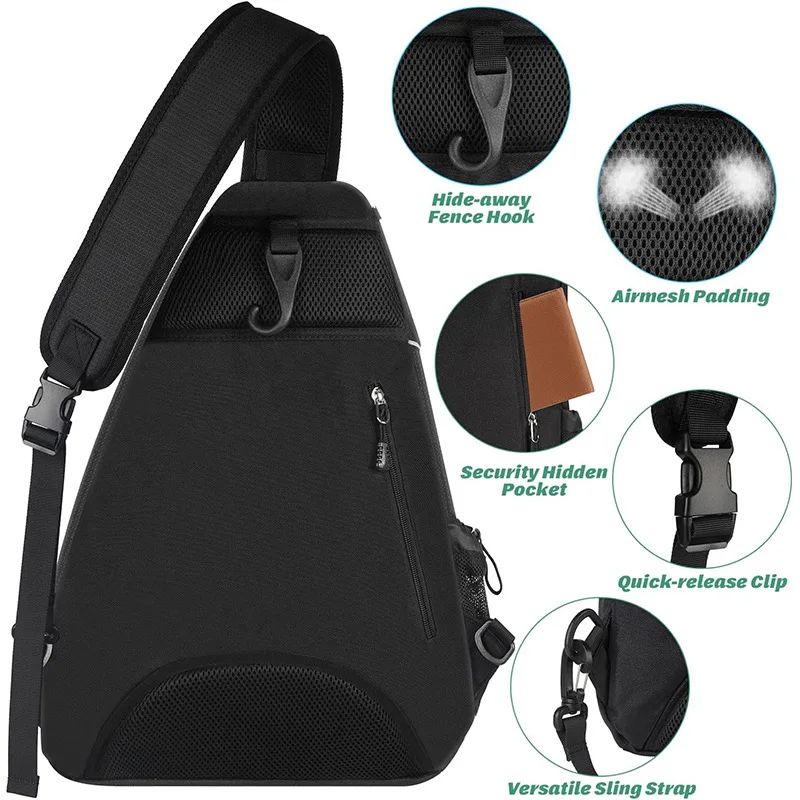 Water Resistant Men Women Travel Crossbody Sport Racket Bag FOR Pickleball Tennis Racketball