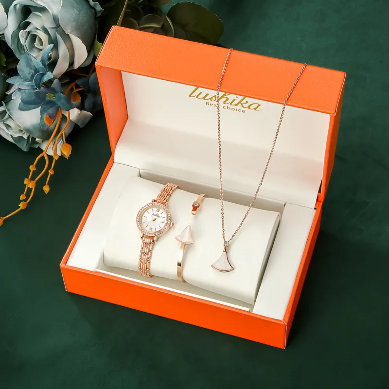 Fashion Female Quartz Wrist Watch Sets With Box Colourful Ladies Watch Gift Set