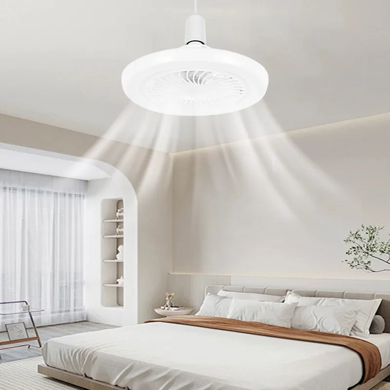 Ceiling Led Fan Light Moving Head Intelligent Dimming E27 Fan Bulb Home Decor 360 Rotating Remote Control Modern Ceiling Fan