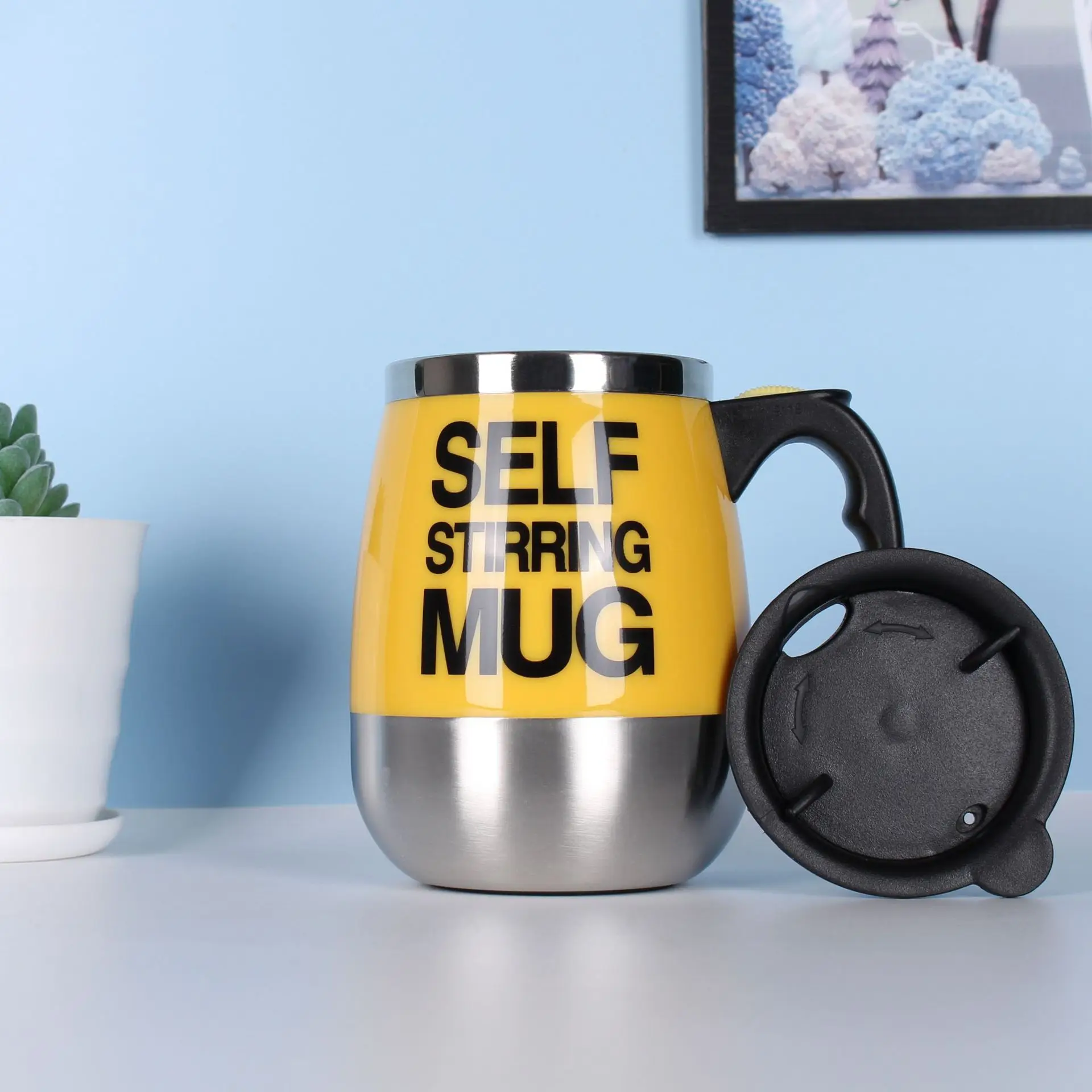 Rechargeable Self Stirring Mug Magnetic Electric Auto Mixing Stainless Steel Cup for Office/Kitchen/Travel/Home Coffee/Tea