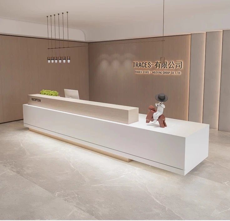 L-Shaped Home Office Wood Corner Desk reception table counter table for salon hotel office