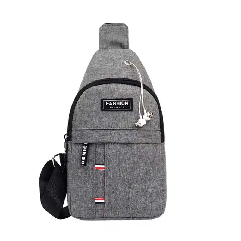 Outdoor Travel Water Resistant Small Crossbody Sling Backpack Men Fashion Chest Bag With Headphone Hole Sling Bag For Women