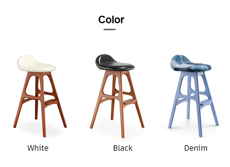 Ekar Furniture 2022 Amazon Hot Sell Kitchen High Chairs Bar Stool Wood Chair Modern With Solid Wood Base