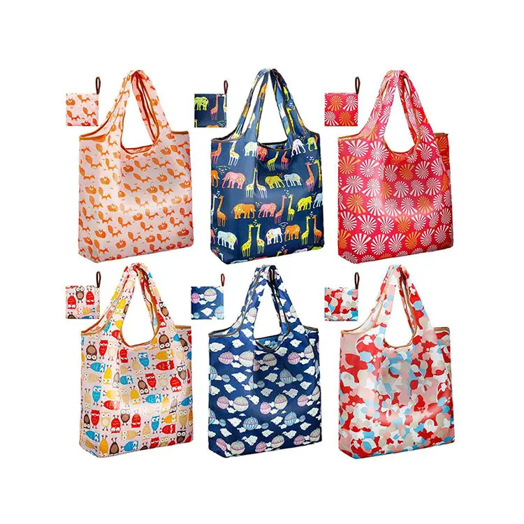 Reusable Storage ECO Friendly Travel Shopping Bag Grocery Bag Tote polyester folding shopping bag