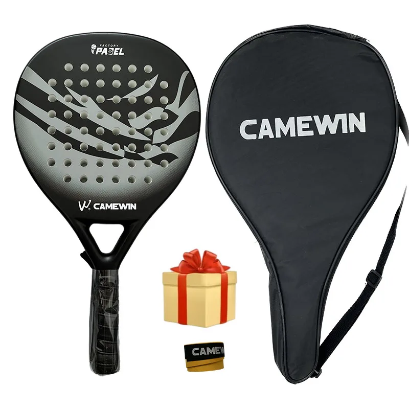 Camewin Paddle Carbon Fiber With Bag Padel Racket Tennis Carbon Fiber Soft EVA Face Tennis Paddle Racquet Racket