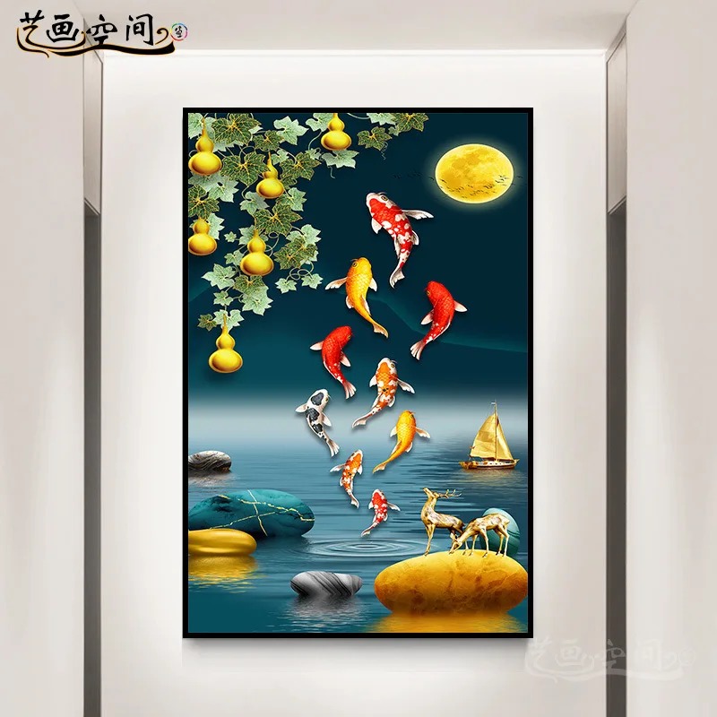 New Luxury Home Decor Animals Nordic Wall Art Golden Deer Art Porcelain Painting Crystal