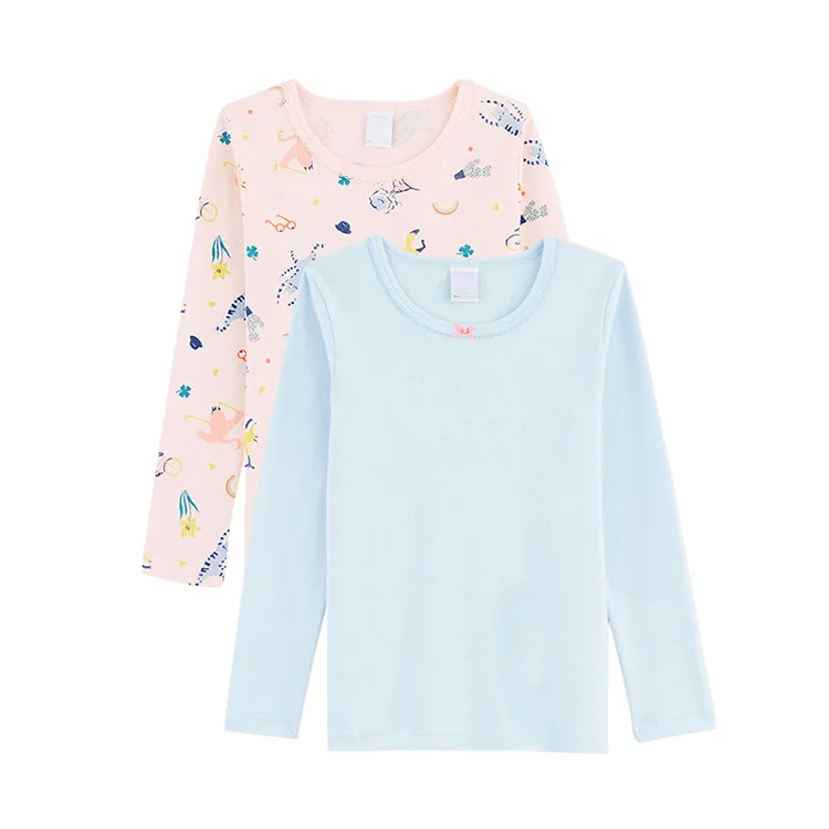 
Custom Knitted Children T-shirt Kids Long Sleeve T Shirt Girls Top Wear Breathable/Sweat Releasing 