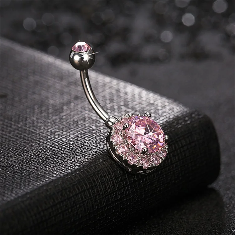 Body Piercing Jewelry For Women Plated Silver Gold Inlaid Zircon Full Drill Navel Ring Fashion Belly Rings Accessories 1