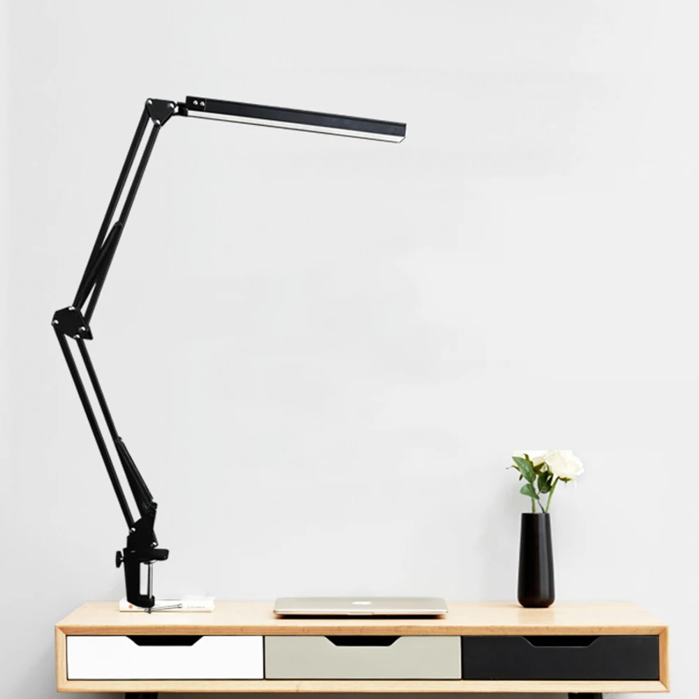 Folding Long Arm Clip Eye Protection Reading Lamp 3 Modes Lighting Brightness Adjustable Flexible USB LED Office Desk Lamp