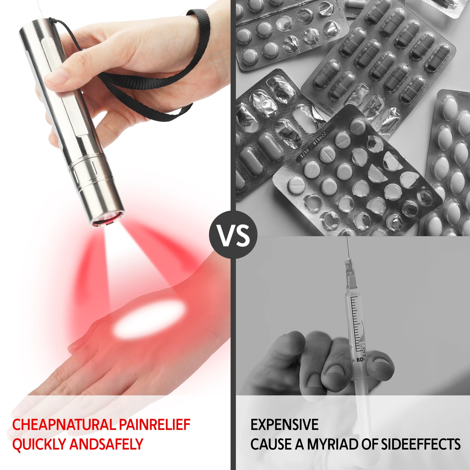 Hotsale 3 color led photon light therapy  630nm 660nm 850nm red light torch for  joints pain relief human and animals