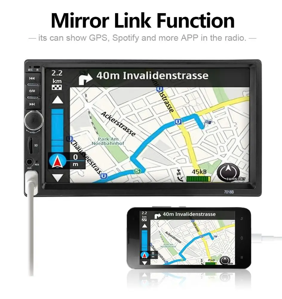 7018B 7 inch 2 din Car stereo Mirror link BT FM TF USB Car Radio MP5 Video Player autoradio for all cars