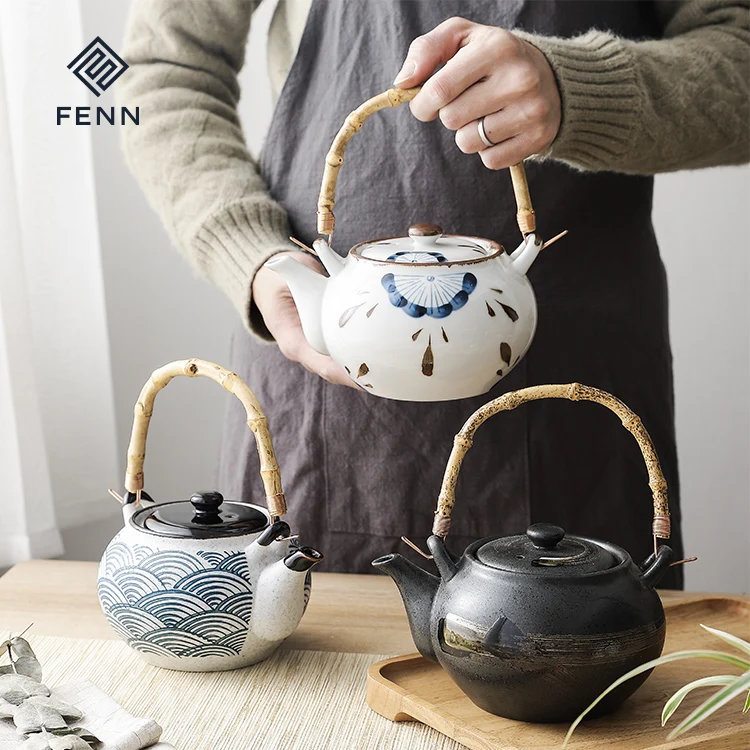 Durable Japanese Style Porcelain 750ML Rustic Hand-Painted Coffee Tea Pot Cup Vintage Ceramic Kungfu Teapot Sets