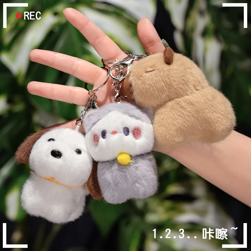 Wholesale cartoon capybara plush doll keychain bag pendant stuffed cat plush keychain dog plush toy keychain