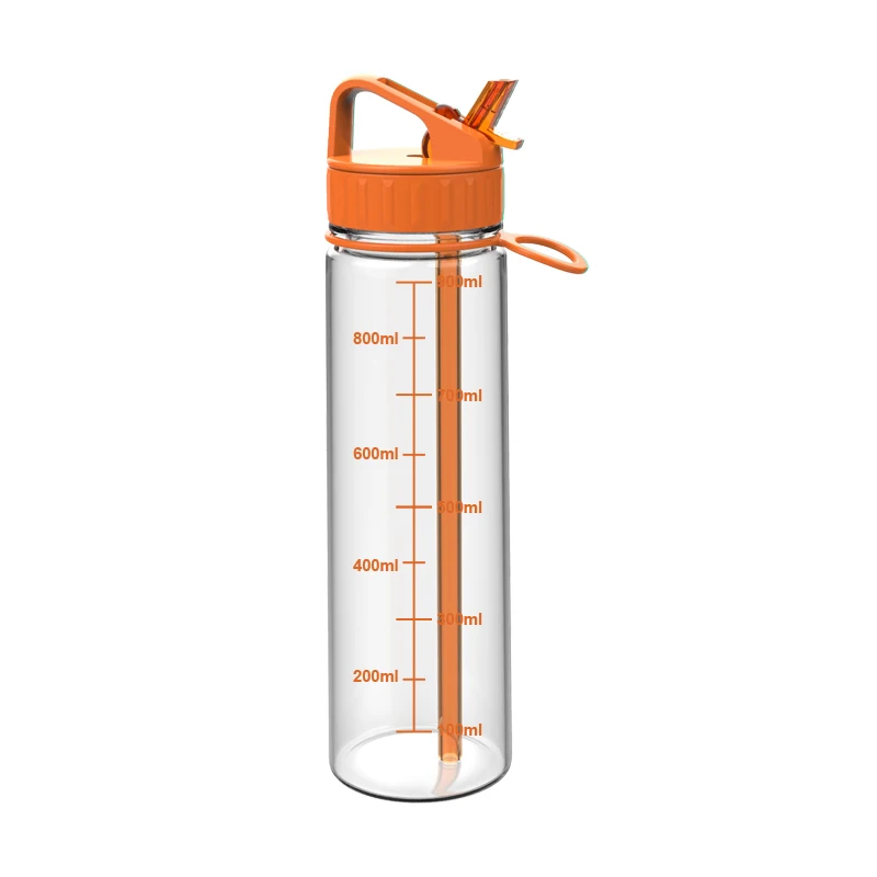 novel design  universal popularity plastic bottle with straw for sports fit in car cup holder transparent stylish
