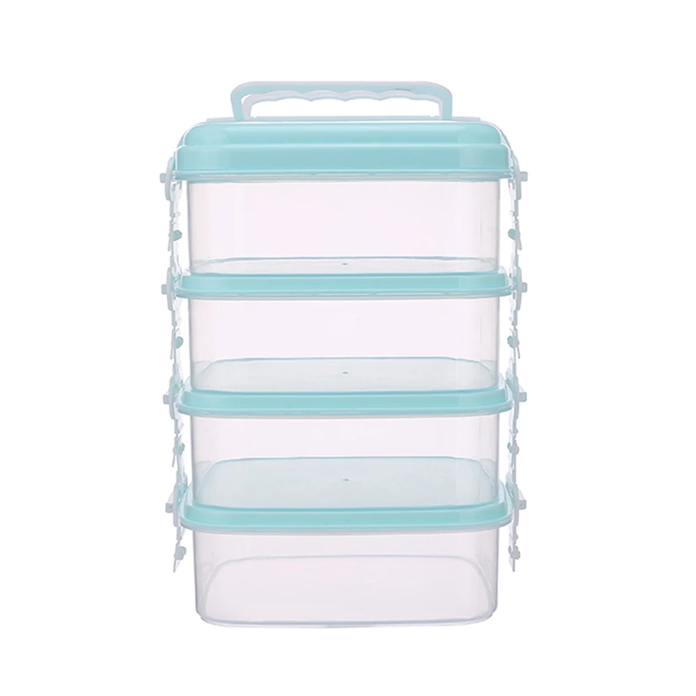 New design food grade clear 4 layer plastic square rectangle round lunch box
