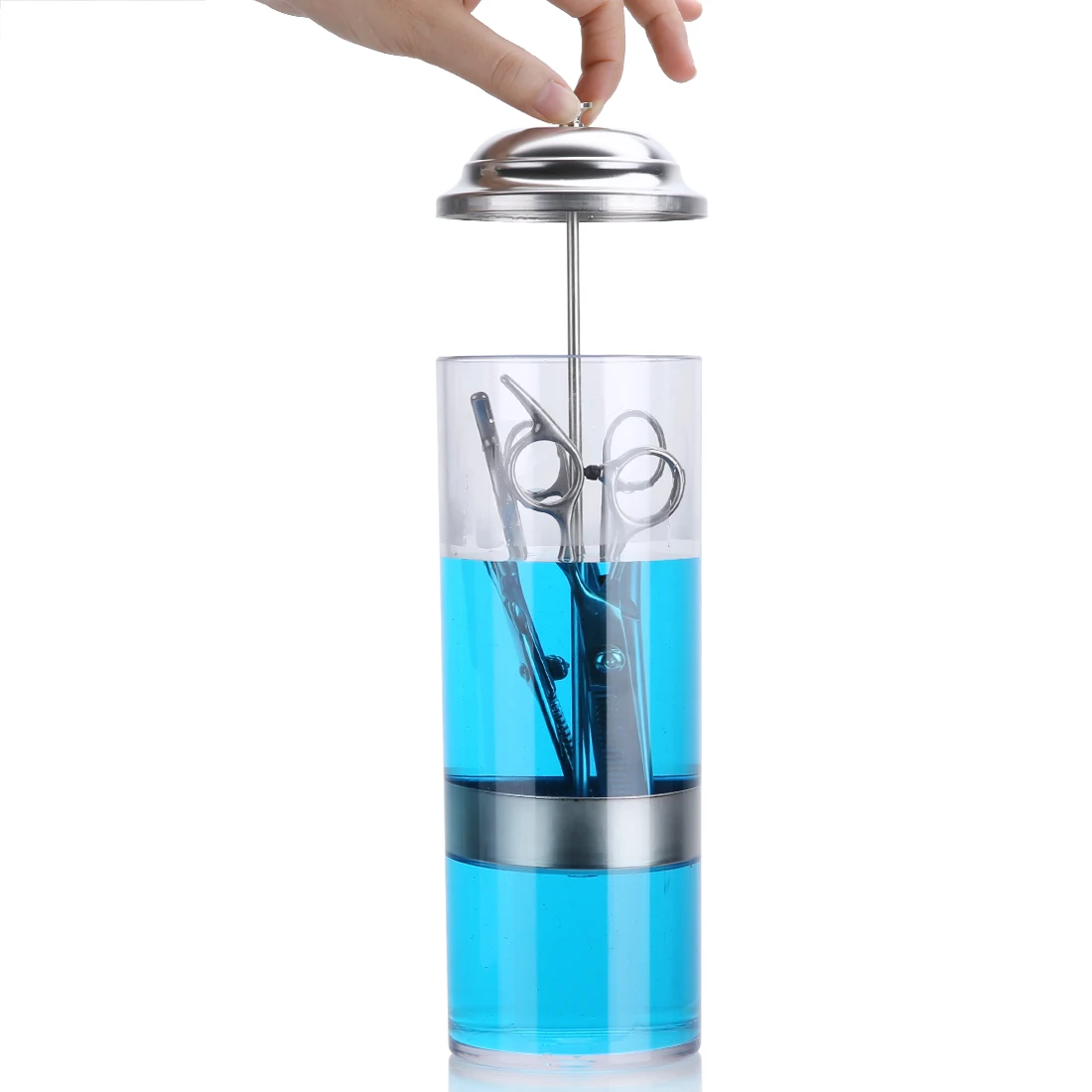 Barber Acrylic Jar with Stainless Steel Lid