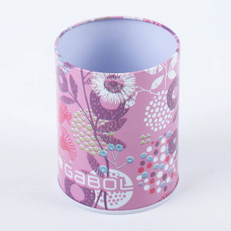 Metal tin pen box round tin pen packing tin box pen holder