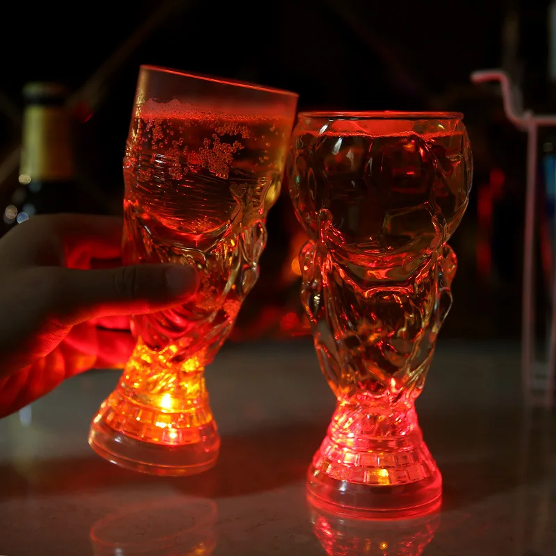 2022 Qatar World Cup Hercules  Trophy Luminous  Football Cup New Water Sensing Plastic Fans Cheering Wine Beer Cup