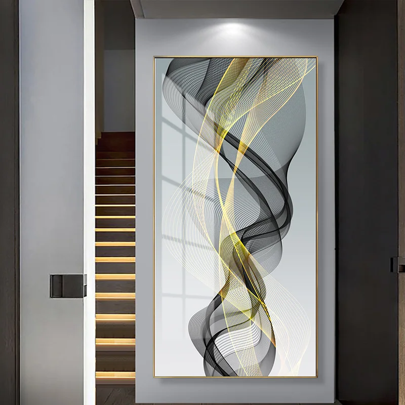 Wholesale New Arrival 3D Wall Art Print Golden Aluminum Frame Crystal Porcelain Glass Painting for Home