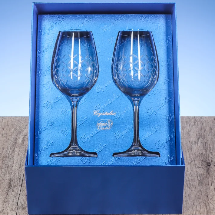 Exquisite Hand Cutting Luxury Crysal Wine Glasses Goblets 2Pcs Set For Business Gift or Present