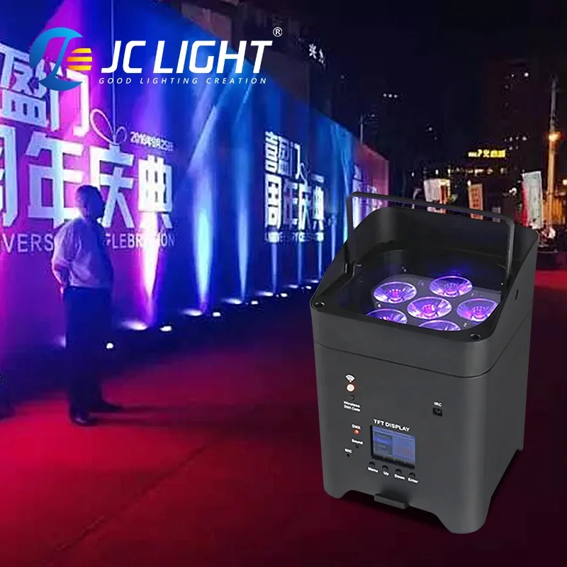 JCLIGHT 6x18w Battery Led Par Powered Uplights Dmx Control Wedding Stage 6in1 Uplight Wireless Par Light