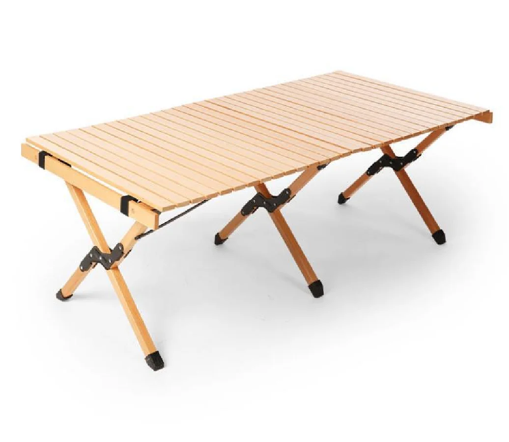 Bright Pine Wood Camping Table Outdoor Foldable Portable Egg Roll Table Camping Picnic Foldable Table