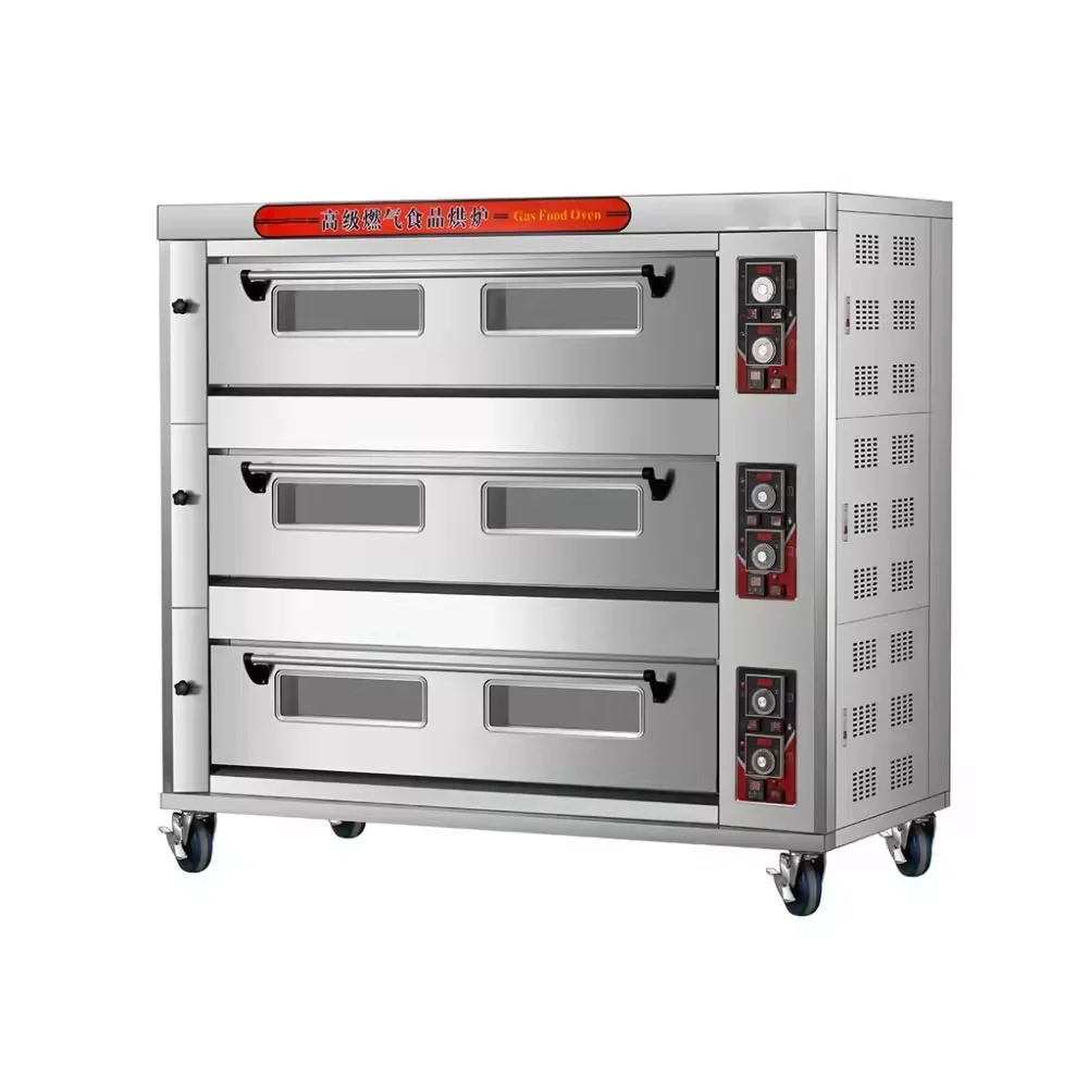 3 layer with 9 trays classic gas oven for bakery  pizza oven with temperature controller