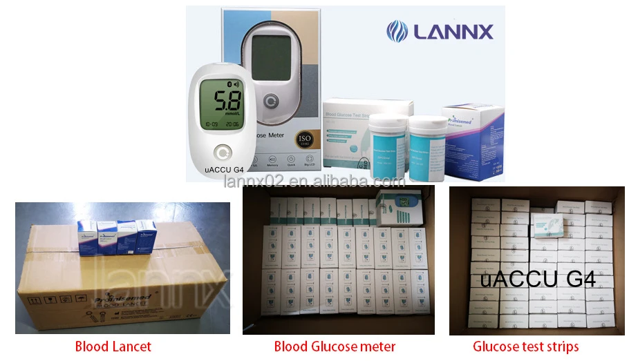 LANNX uACCU G4 Custom Cheap Digital Blood Glucometer Wireless Blood Sugar Monitor with Blood Glucose test strips glucometros