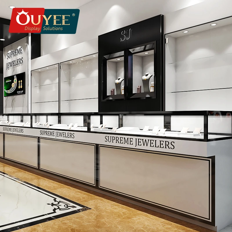 3D Jewellery Shop Interior Design Unique Stainless Steel Jewelry Displays Counter Luxury Wall Glass Showcase Display For Jewel