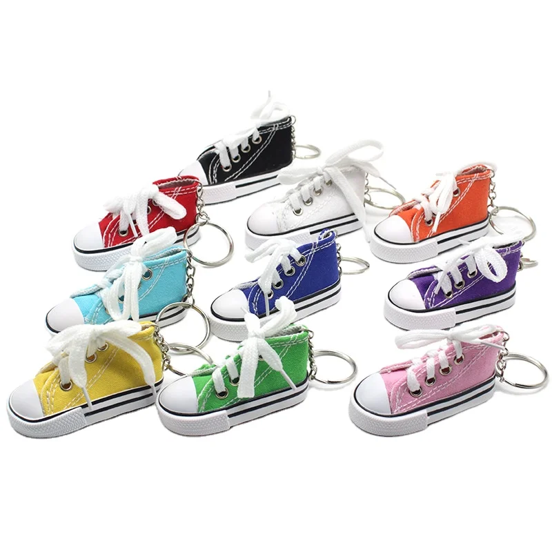 Wholesale customizable Cute Academic style Cotton Canvas Shoes Key Chain Promotion Creative Keychain Gift Keychain