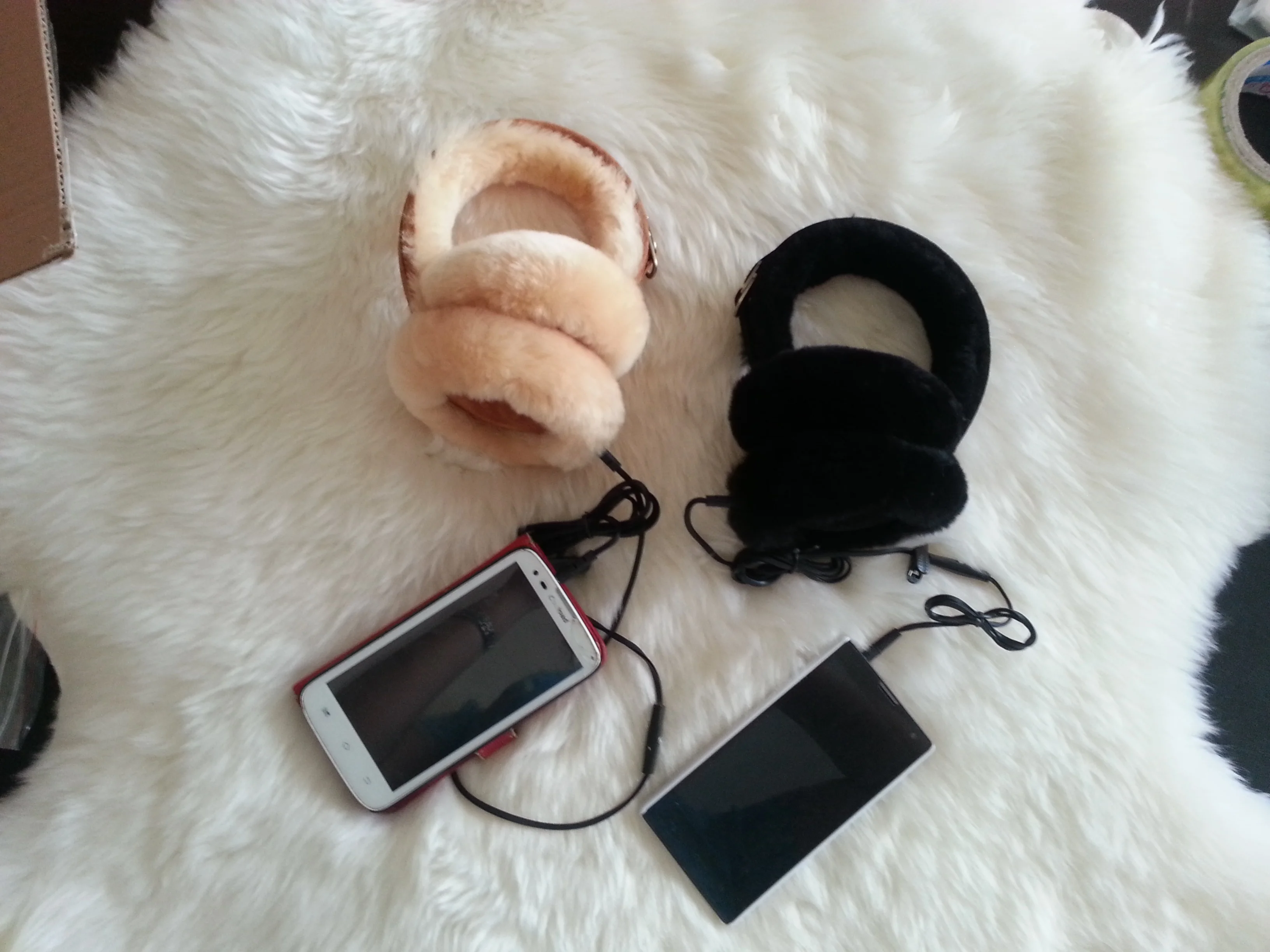 Fur warming earmuff headphones winter headset from China factory