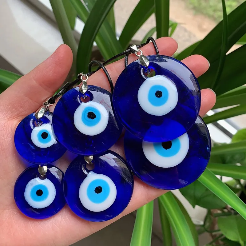 2022 Hot Sale 30mm/40mm/50mm Lucky Big Devil Eye Blue Glass Resin Turkey Turkish D-Evil Eye Pendant Necklace for Men Women