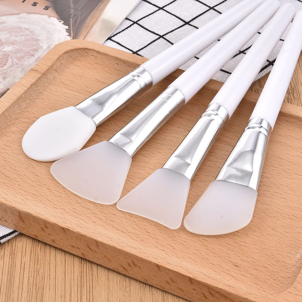 4 Types White Silicone Makeup Brushes For Mud Cream Mask Single Makeup Brush Cosmetic Beauty Tools Makeup Brush Set Custom Logo