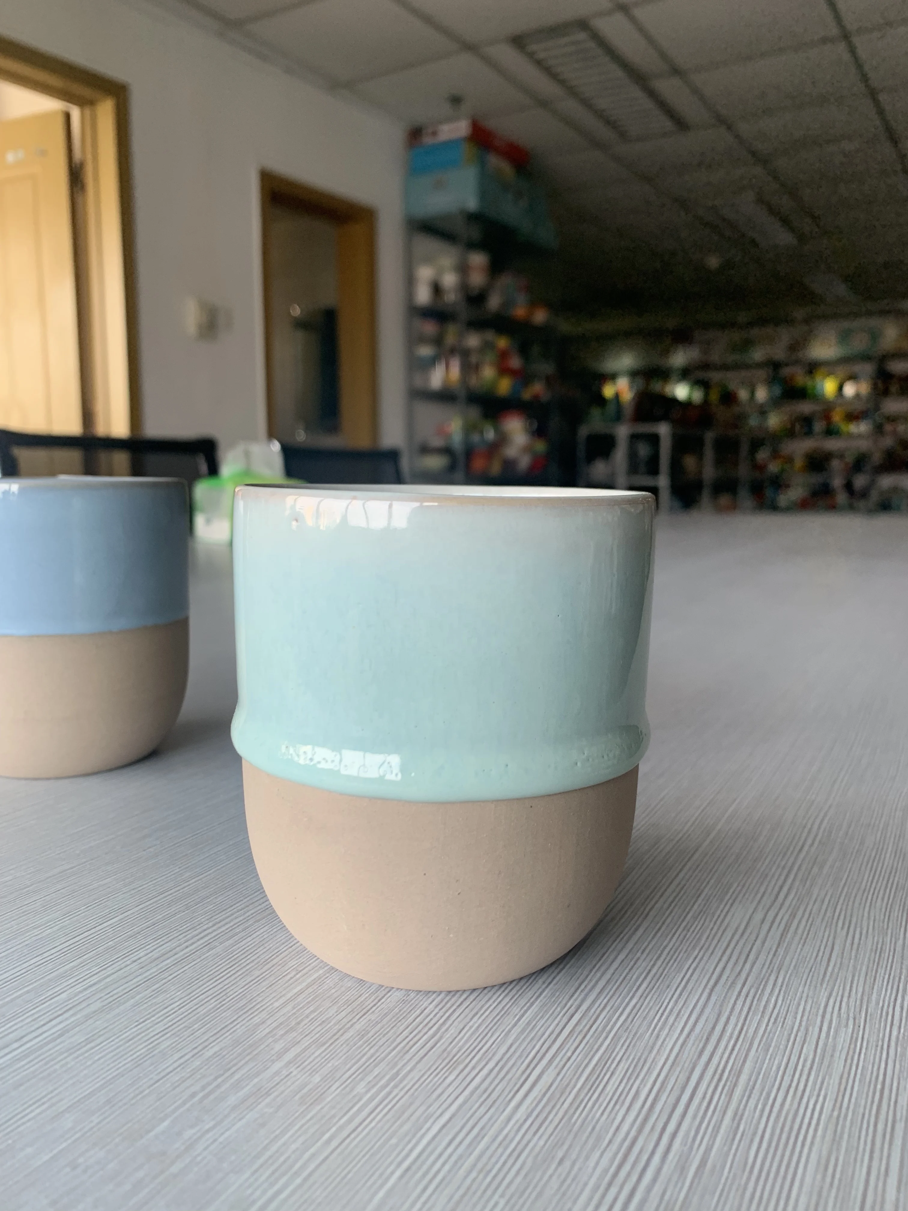 11oz ceramic solid color mug without handgrip  modern simple light color custom logo wholesale porcelain lifestyle products