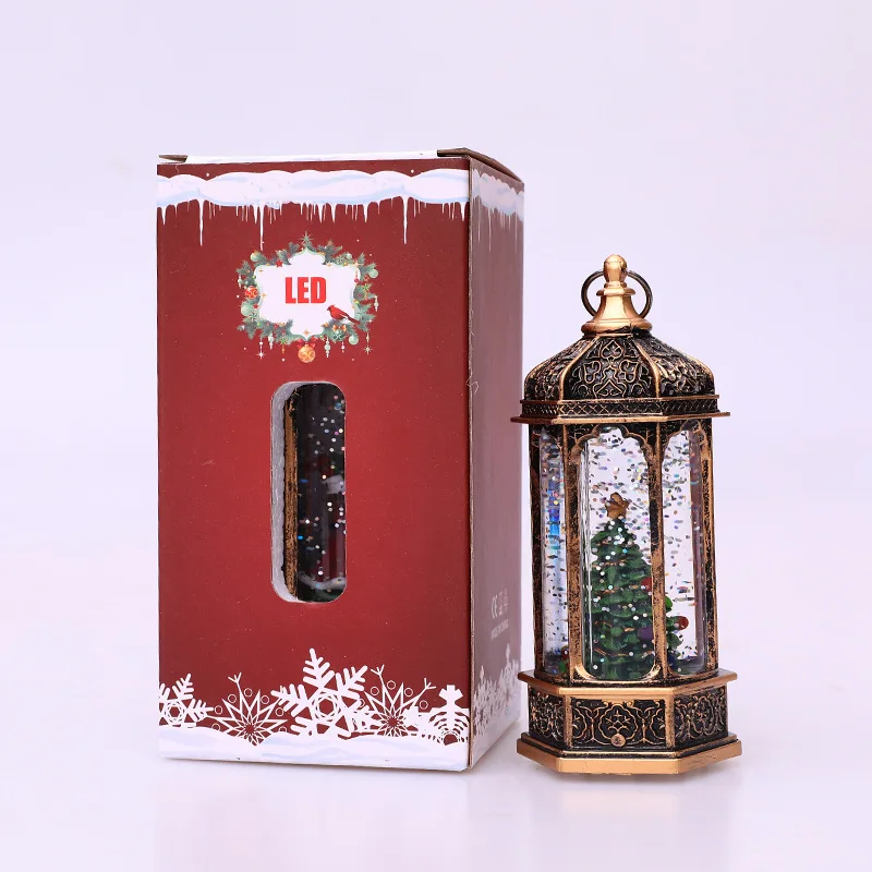 HY-138 Hanging Santa snowman Led Portable Lamp For Christmas Gift Christmas Water Lantern With Liquid Glitter