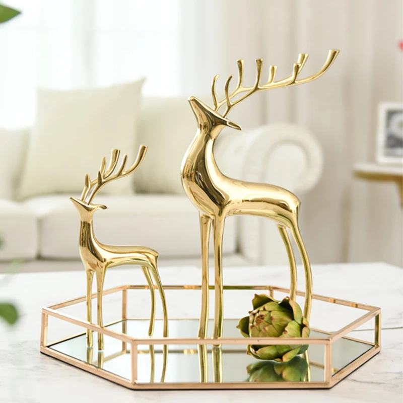 christmas deer decorations home Pure copper copper deer light luxury ornaments home accessories brass cabinet porch wine cabinet