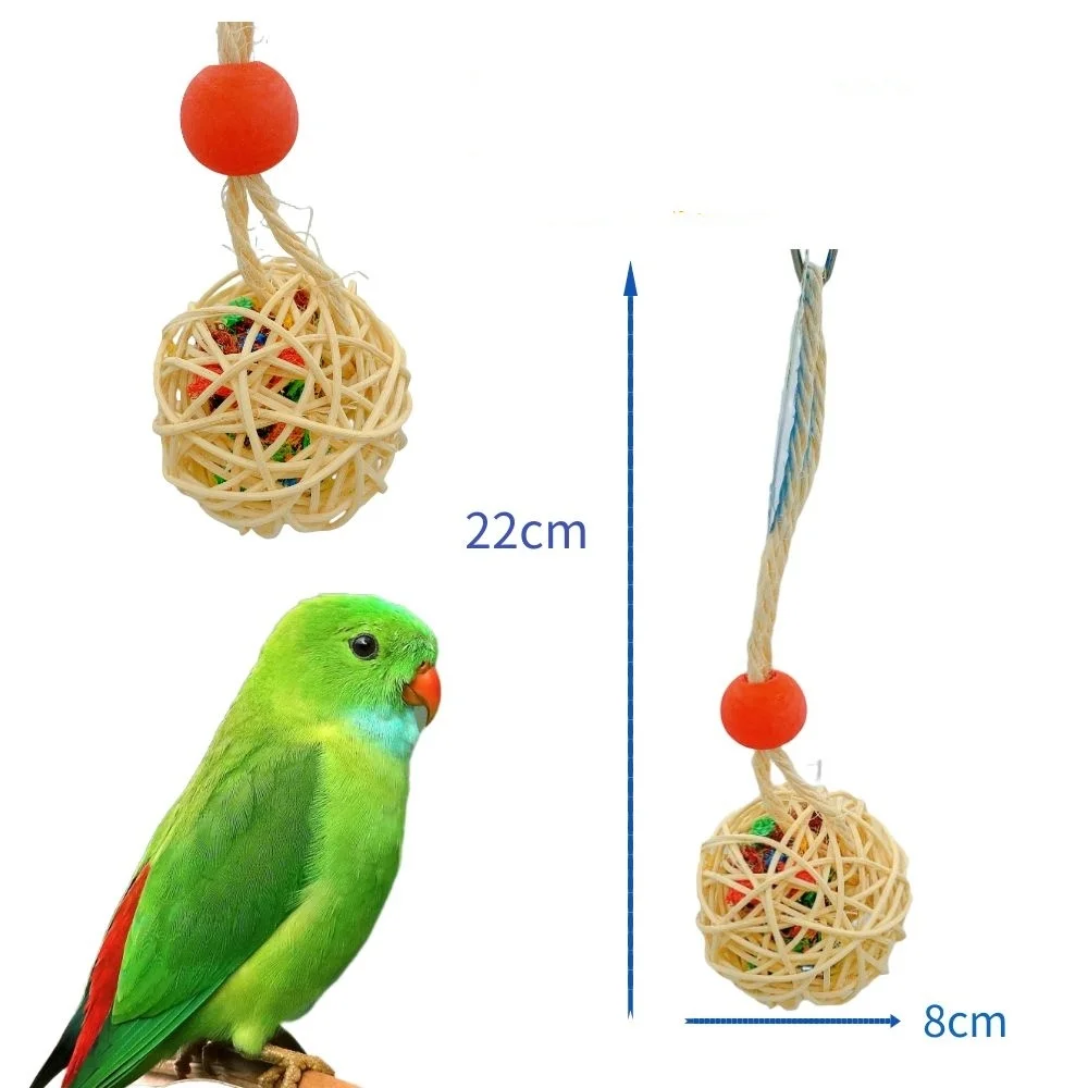 Bird toy Natural sola ball soft chew tear foraging toy parrot Hanging bell tear paper toy